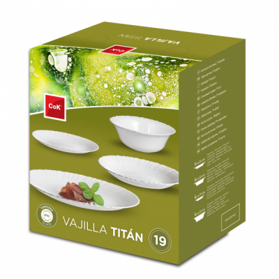 Serviciu Set de Masa Opal Alb 19 Piese Titan CoK DNC52337