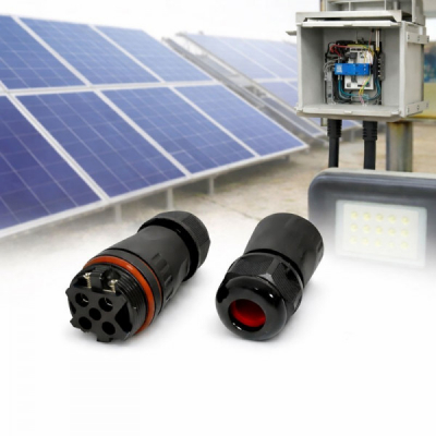 Set 10 Conectori Etans M20 IP68 2 Pini Sisteme Solare si LED 12C043 XXM