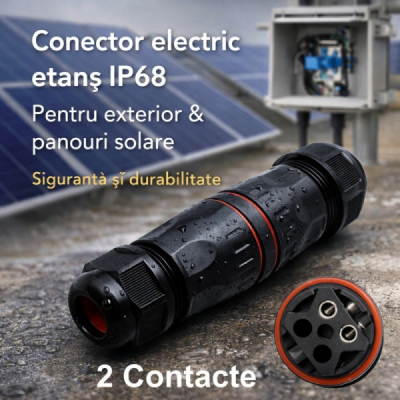 Set 10 Conectori Etans M20 IP68 2 Pini Sisteme Solare si LED 12C043 XXM