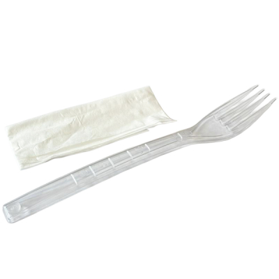 Set 100 Furculite de Unica Folosinta din Plastic cu Servetel CNN52248