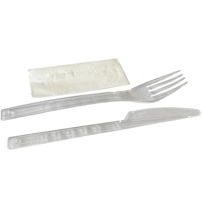 Set 100 Furculite si Cutite de Unica Folosinta din Plastic cu Servetel CNN52246