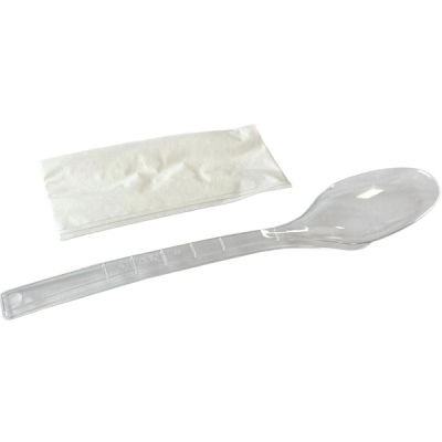 Set 100 Linguri de Unica Folosinta din Plastic cu Servetel CNN52247