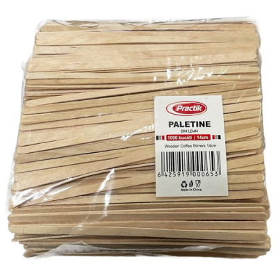 Set 1000 Palete pentru cafea din lemn 14cm Practik CNN52395