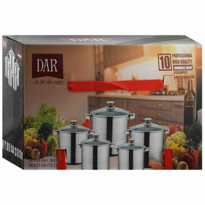 Set 10pcs 5 Oale Inox cu 5 Capace Sticla 4.3l 5.6l 7.2l 9l 11.1l DAR 19031