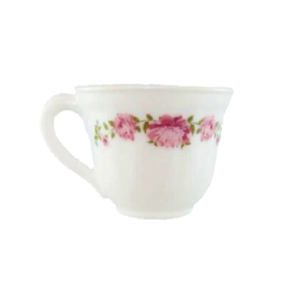 Set 12 Cesti Albe din Opal cu Model Bujori 190ml 270/400 2DNC42489