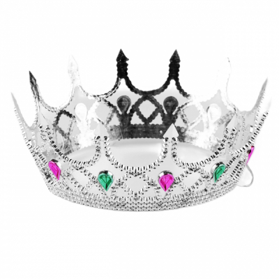 Set 12 Coronite Plastic Argintiu de Printesa Decorative pentru Tort D15cm