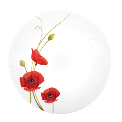 Set 12 Farfurii Adanci Opal Alb Maci Red Carnation 23cm DNC52589