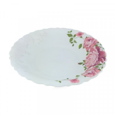 Set 12 Farfurii Adanci Opal Alb Model Bujori Decor 23cm V225/400 DNC42481