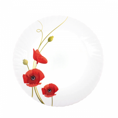 Set 12 Farfurii Desert Opal Alb Maci Red Carnation 19cm DNC52588