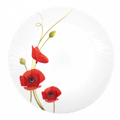 Set 12 Farfurii Intinse Opal Alb Maci Red Carnation 26cm DNC52590