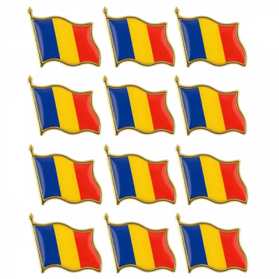 Set 12 Insigne Steag Tricolor Romania Brosa Ac Siguranta 20x20mm DNC66307