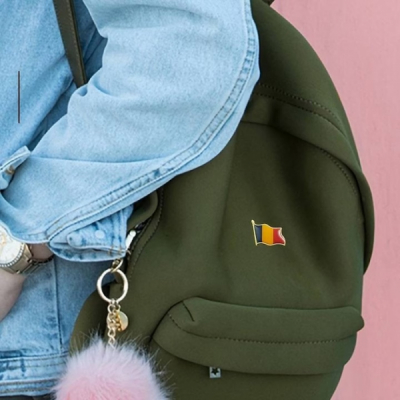 Set 12 Insigne Steag Tricolor Romania Brosa Ac Siguranta 20x20mm DNC66307