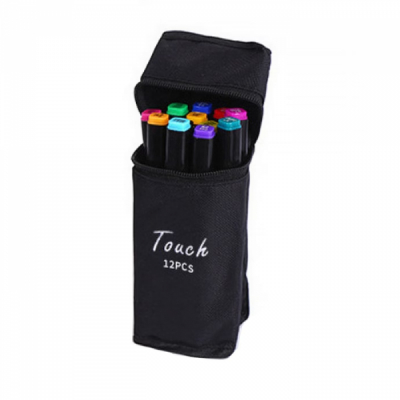 Set 12 Markere 2 capete subtire si gros geanta depozitare Multicolor Touch DNC66960