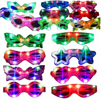 Set 12 Ochelari Colorati Disco Party LED Luminosi cu Baterii