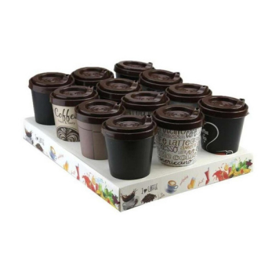 Set 12 Pahare Cafea Plastic cu Capac 400ml DIV. MODELE AK626 16264MLI