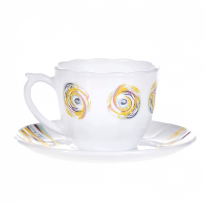 Set 12 Piese 6 Cesti 6 Farfurioare Opal Spiral Cafea DNC57069