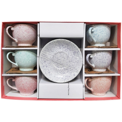 Set 12 piese cesti cafea si farfurioare ceramica 6 persoane 180ml 8-7 CNN50549