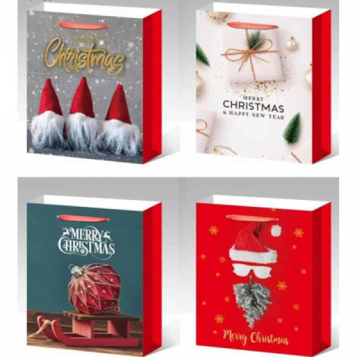 Set 12 Pungi Carton de Craciun DIV.Modele 18x24cm SD-80040 WEI DNC54238