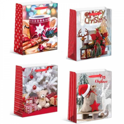 Set 12 Pungi Carton de Craciun DIV.Modele 31x40X12cm SD-80042 WEI DNC54242