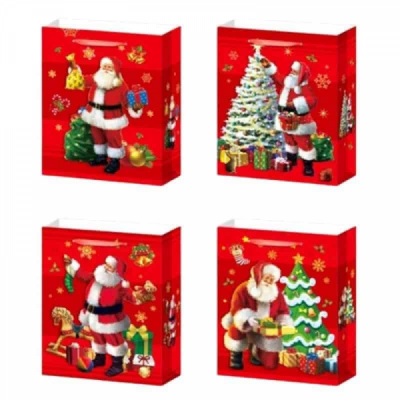 Set 12 Pungi Carton de Craciun DIV.Modele 32x44cm SD-80046 WEI DNC60790