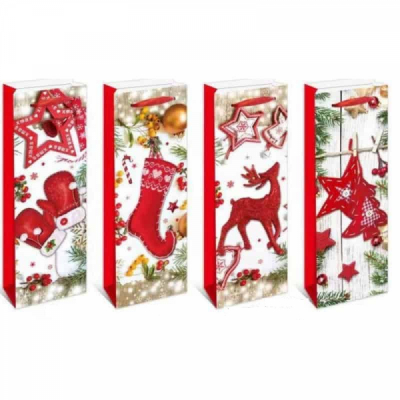 Set 12 Pungi Carton de Craciun DIV.Modele 35x12x9cm SD-00052 WEI DNC54237