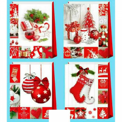 Set 12 Pungi Carton de Craciun DIV.Modele 38x54cm SD-80047 WEI DNC60848