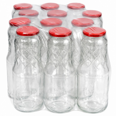 Set 12 Recipiente sticla cu capac 1L suc rosii DNC44078