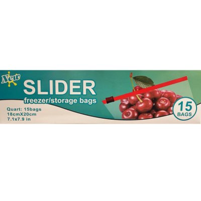 Set 15 Pungi Alimentare cu fermoar Slider Ziplock 1l 18x20cm CNN52589