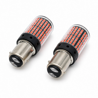 Set 2 Becuri Auto LED 1157 Pozitie si Frana Rosii 12V Soclu BAY15D 1F055 XXM