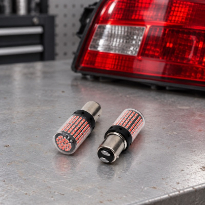 Set 2 Becuri Auto LED 1157 Pozitie si Frana Rosii 12V Soclu BAY15D 1F055 XXM