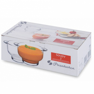 Set 2 Boluri supa cu manere 14x7.7cm 275ml sticla Pasabahce Soupy CNN50588
