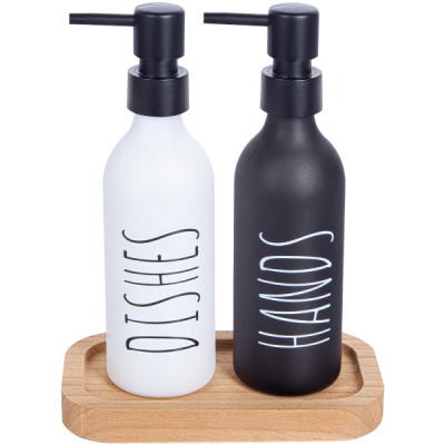 Set 2 dozatoare de sapun cu suport bambus S1253 CNN51741