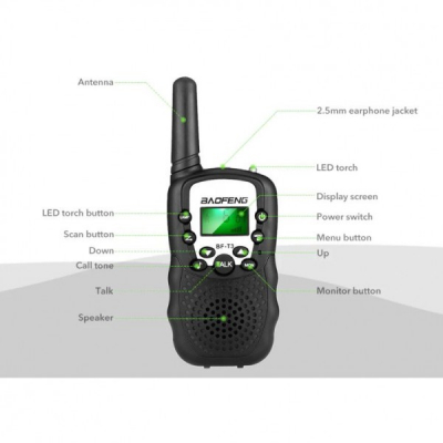 Set 2 Statii Radio Walkie-Talkie 22 canale 3Km Baofeng BF-T3