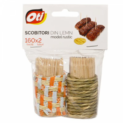 Set 2 tuburi Scobitori din lemn model rustic 65mm 2x160buc CNN19893