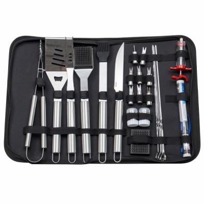 Set 24 piese din INOX pentru gratar si borseta depozitare Zilan ZTS8325