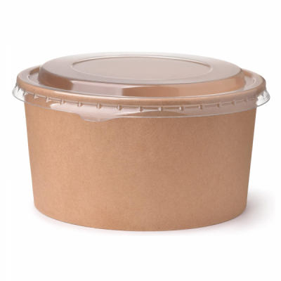 Set 25 boluri carton + capace transparente Kraft PP 16OZ 500ml CNN40996