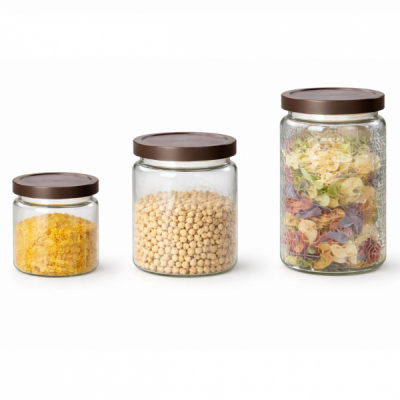 Set 3 Borcane Condimente 600/750/1500ml Sticla+PVC WEI A-16017 DNC6661