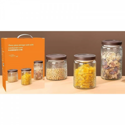 Set 3 Borcane Condimente 600/750/1500ml Sticla+PVC WEI A-16017 DNC6661