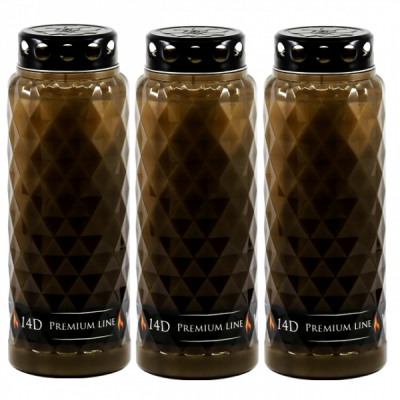 Set 3 Candele 14 zile Premium Line 14D cu Capac 3x336H Maro Fumuriu DNC56530