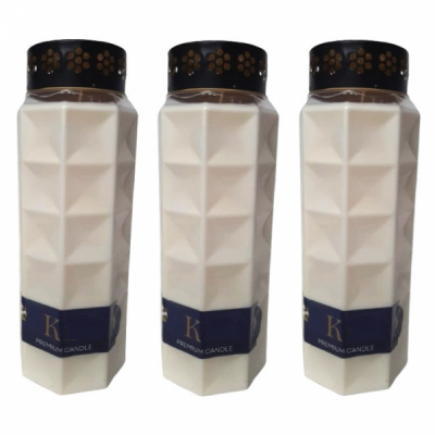 Set 3 Candele Premium 5 zile cu Capac K5 3x120H Albe