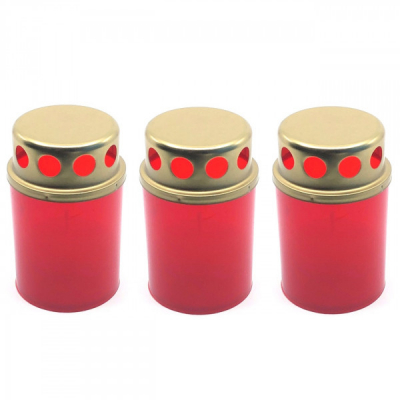 Set 3 Candele Plastic cu Capac 12h Bispol V1-30 A3 Rosu 5x8cm CNN831