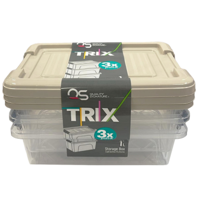 Set 3 caserole dreptunghiulare alimente 1L Trix CNN51439