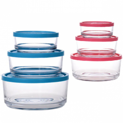 Set 3 Caserole Rotunde Sticla cu Capace 1.5l 0.84l 0.45l B73567 DNC