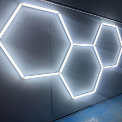 Set 3 Hexagoane LED Honeycomb 128W 650W Alb Rece Tuburi 568mm DL72F46X3