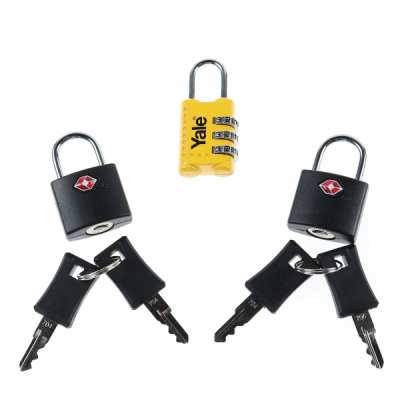 Set 3 Lacate cu cifru alama pentru calatorii TSA Yale 43mm MNR8899