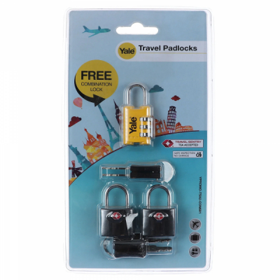 Set 3 Lacate cu cifru alama pentru calatorii TSA Yale 43mm MNR8899