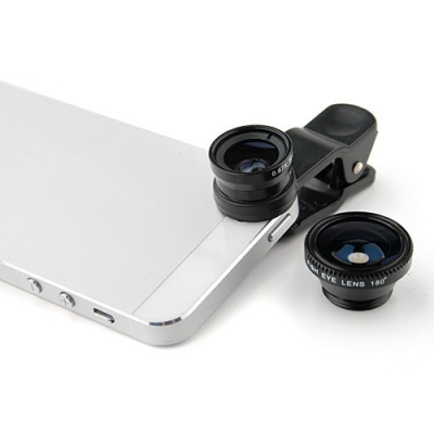 Set 3 Lentile cu Clips Camera Foto Smartphone Macro, Fish Eye, Wide Angle