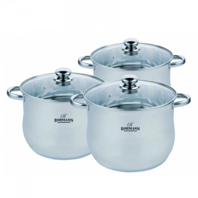 Set 3 Oale Inox cu Capac 6 Piese Bohmann BH3434