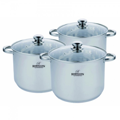 Set 3 Oale Inox cu Capac 6 Piese Bohmann BH3436