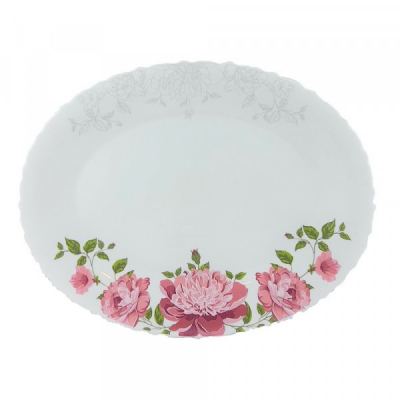 Set 3 Platouri Opal Alb Model Bujori Decor 34cm V1010/400 DNC42484